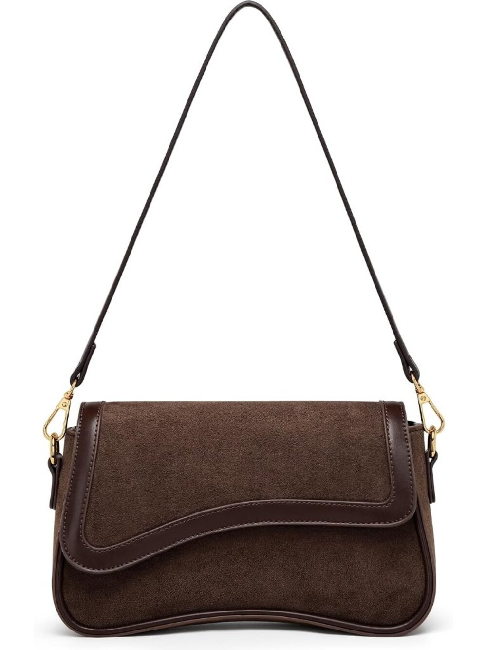 〽️Women's Coffee Suede Leather Hobo Trendy Cute Mini Clutch Purses Shoulder Bag